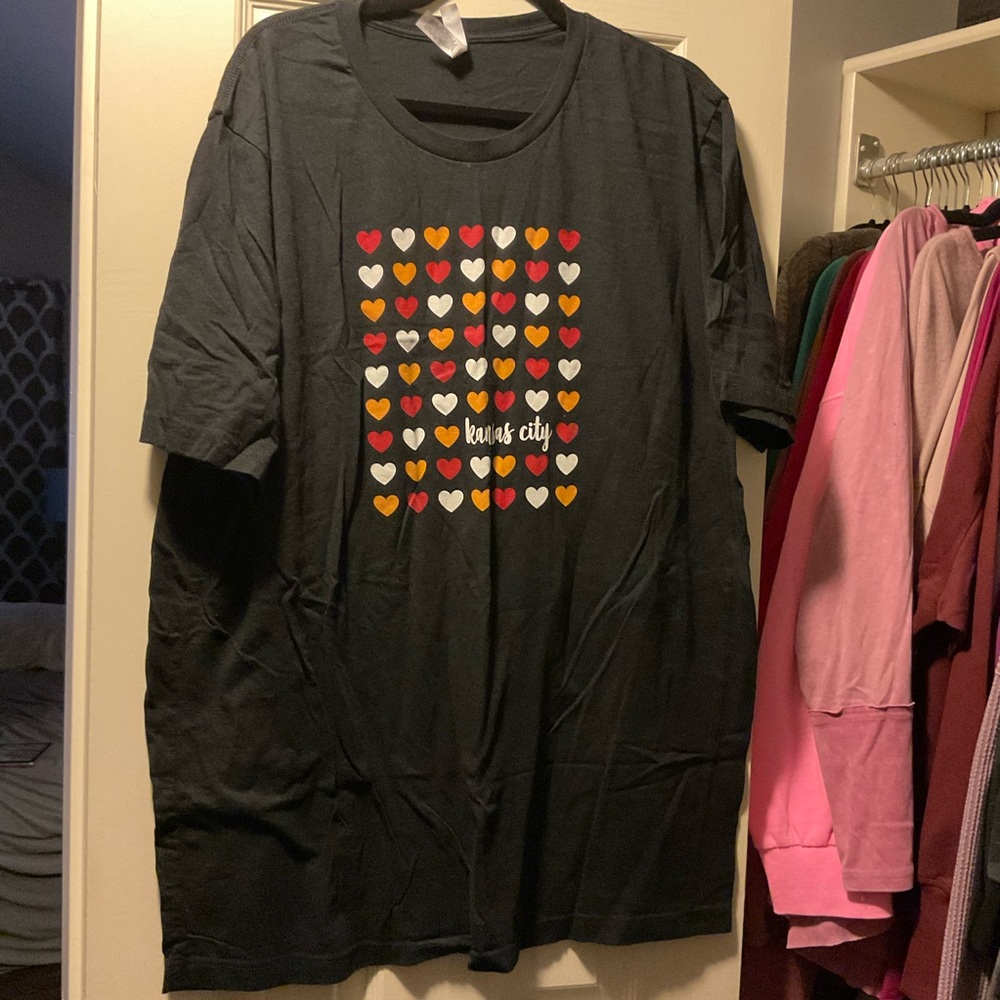 Kansas City Bella Canvas Black Short Sleeve Tee with Heart Design